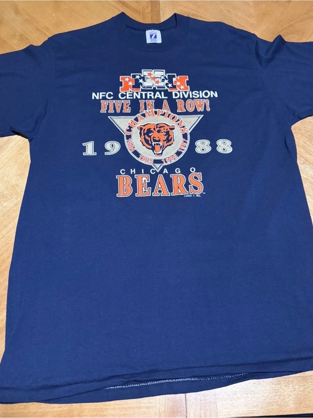 Vintage Rare 1988 Chicago Bears NFC Central ‘Five in a Row' T-Shirt- size XL